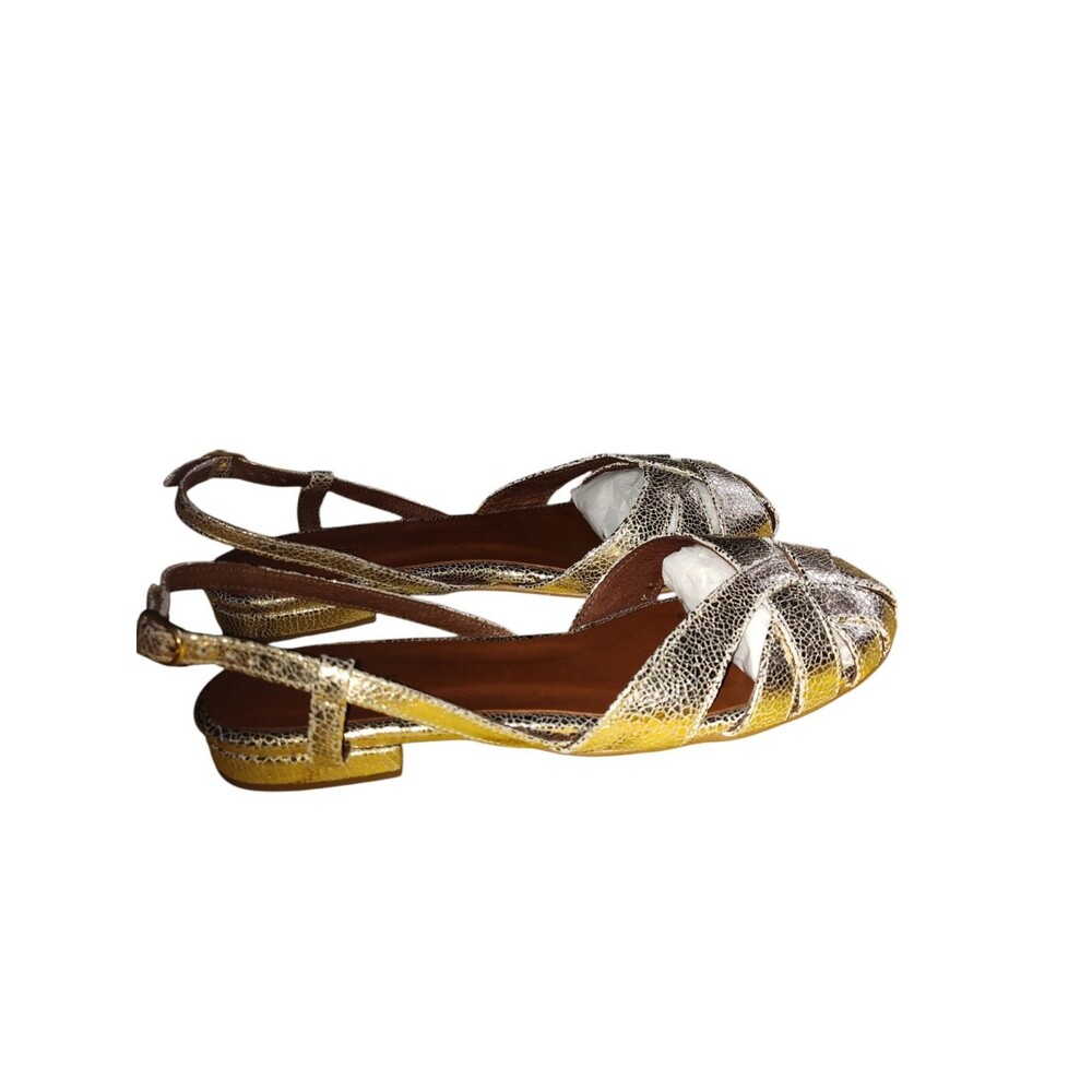 Anonymous Copenhagen Banie Champagne Crackled Metallic Leather Sandal sz8. 53 - Picture 4 of 16
